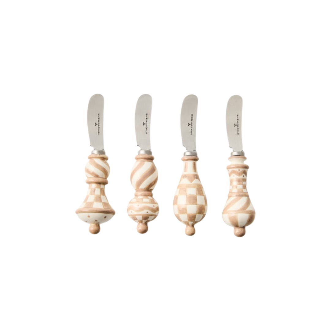 Mocha Check Party Spreaders Set Of 4