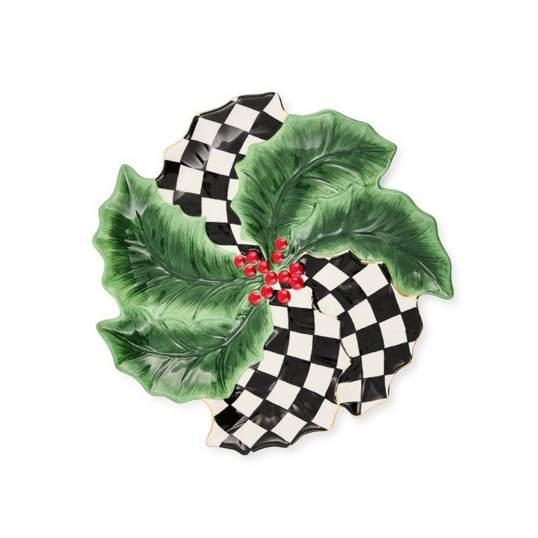 Holly Leaf Ceramic Serving Platter