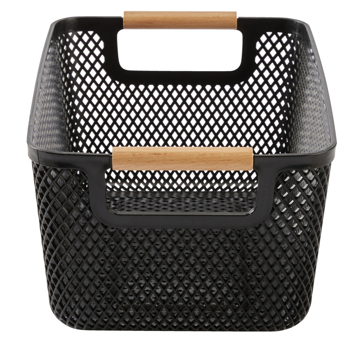 N&T Malla PP Basket with Wooden Handle Black Medium