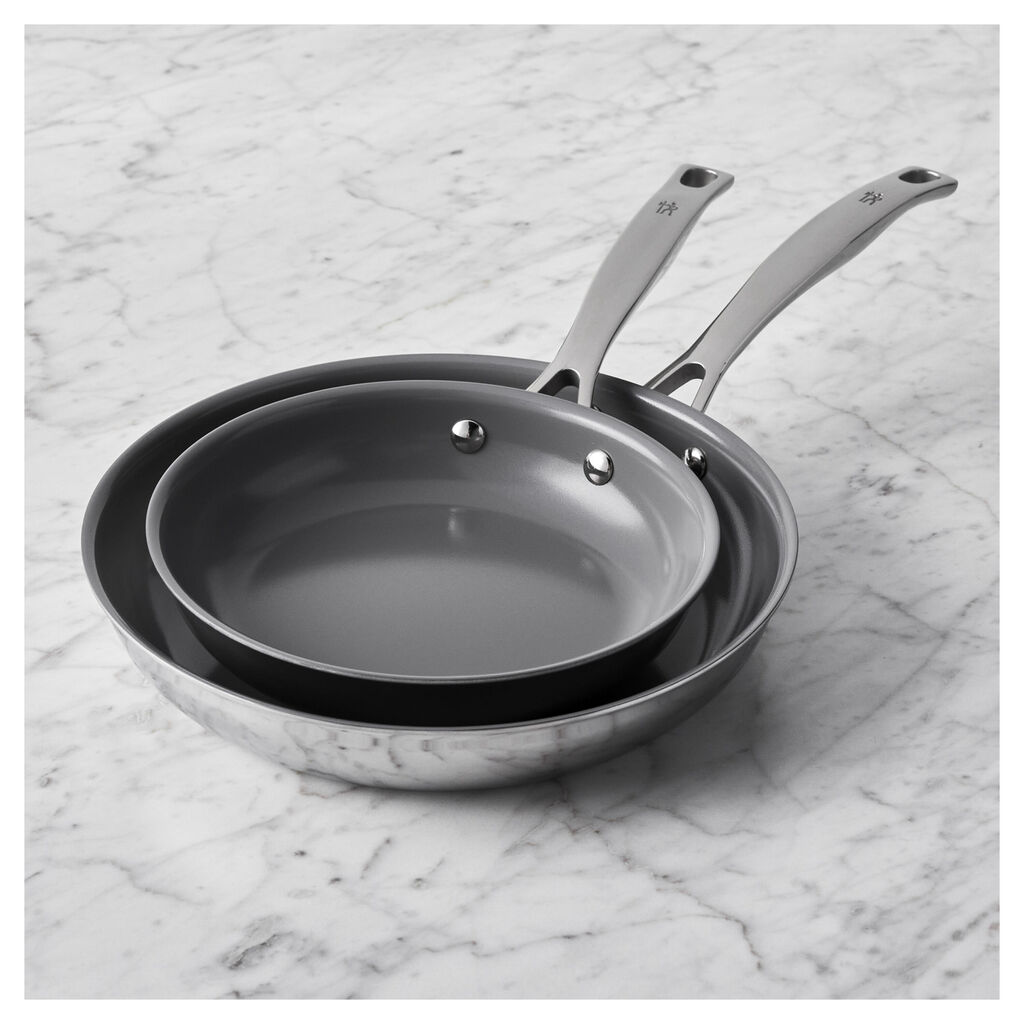 CLAD Stainless Steel, Ceramic Nonstick Frying Pan Set of 2