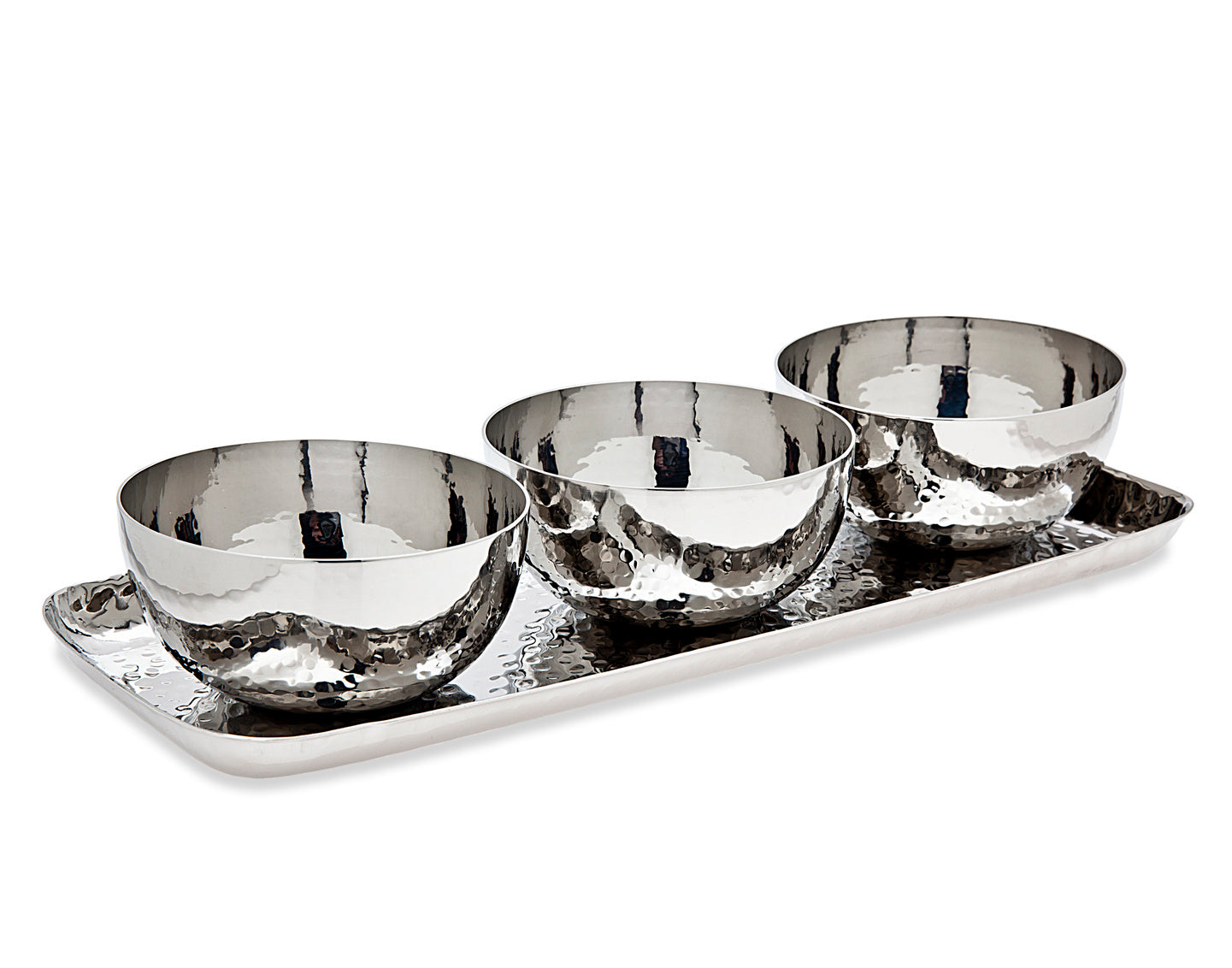 Hammered Tray & 3 Round Bowls