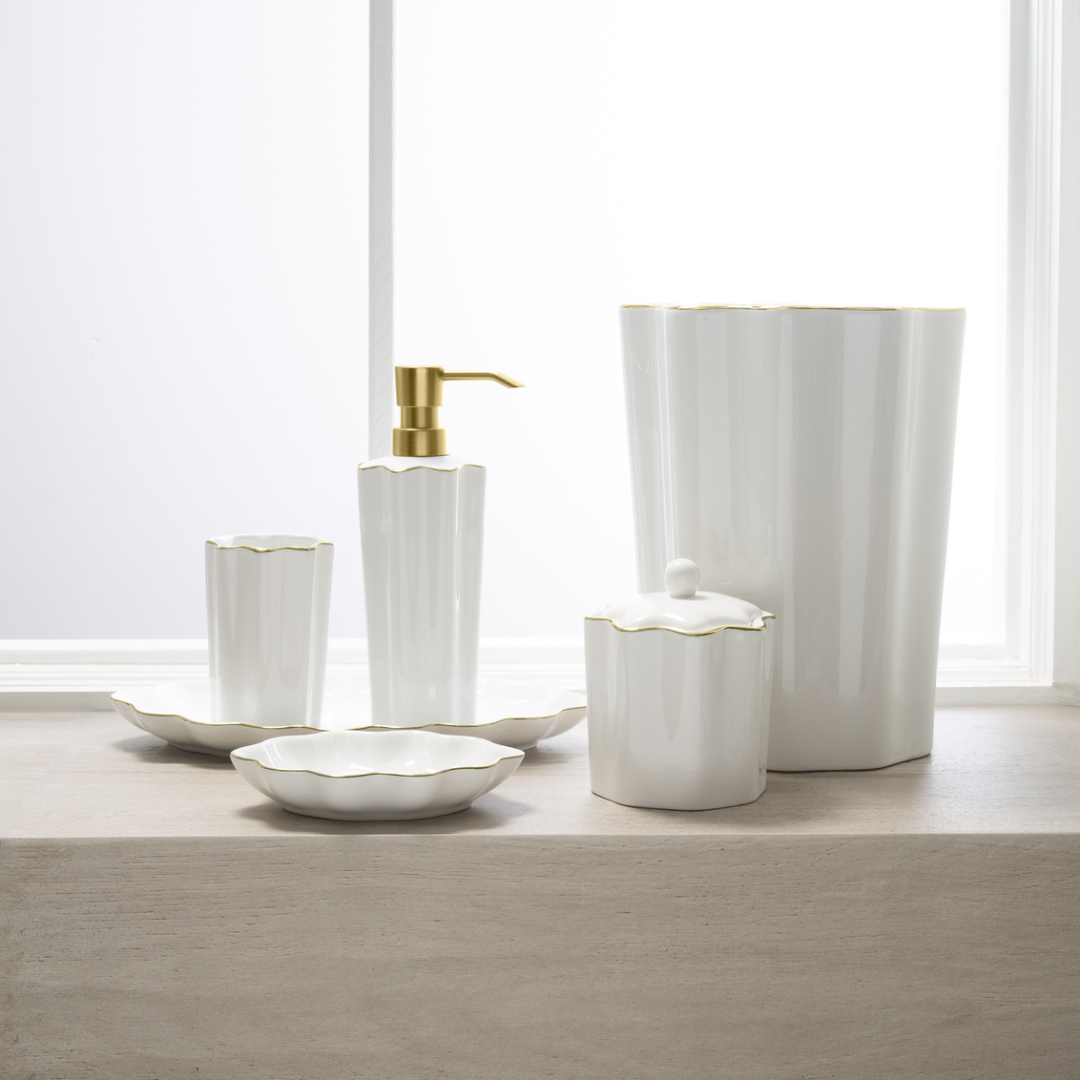 Pavona Tray Porcelain White/Gold