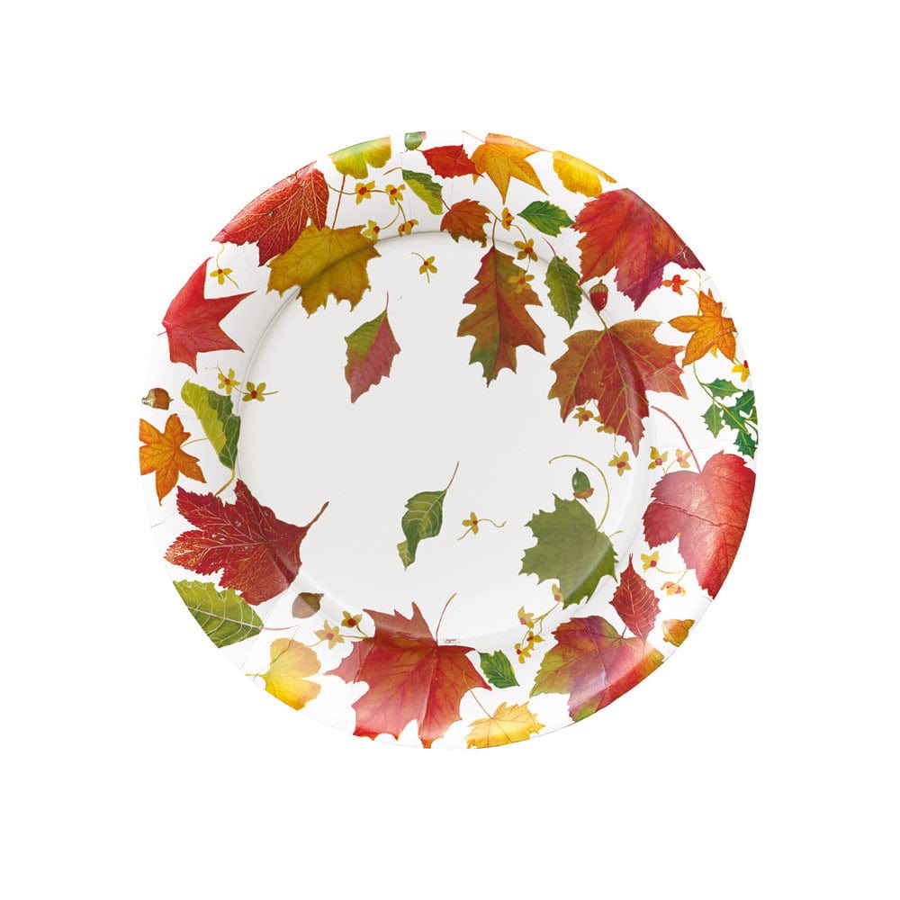 Swirling Leaves White Paper Salad & Dessert Plates