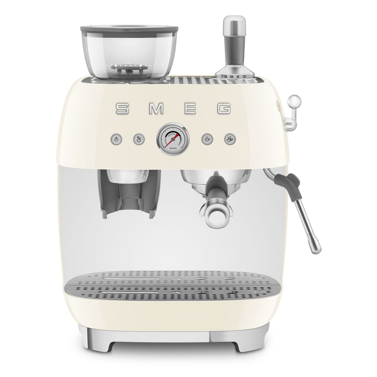 50s Retro Style Aesthetic Semi-Automatic Espresso Coffee Machine- Cream