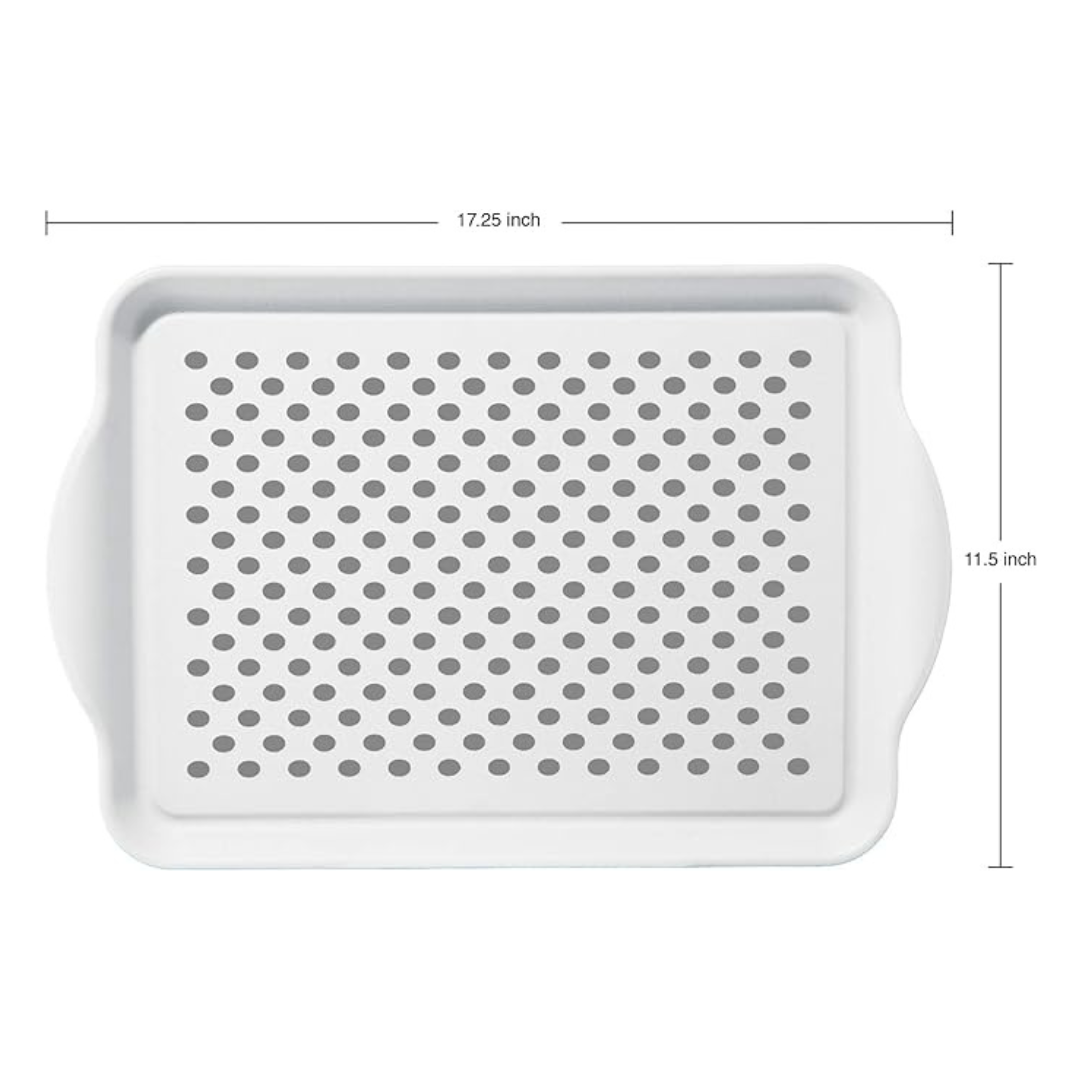 Rubbergrip Anti Slip Rectangular Serving Tray with Handles - White