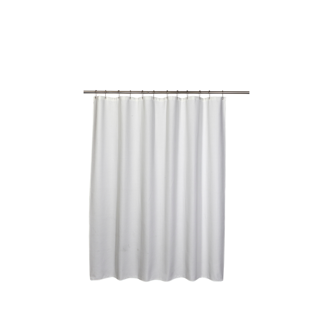 Cortina de ducha Quaker Waffle de poliéster blanco, 180 x 180 cm, 270 g/m²