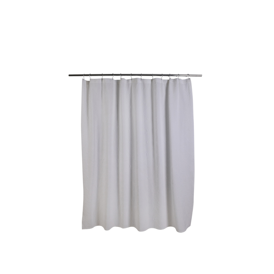 Cortina de ducha Riveria con diseño floral, con relieve, 180 x 180 cm, 150 g/m², color blanco