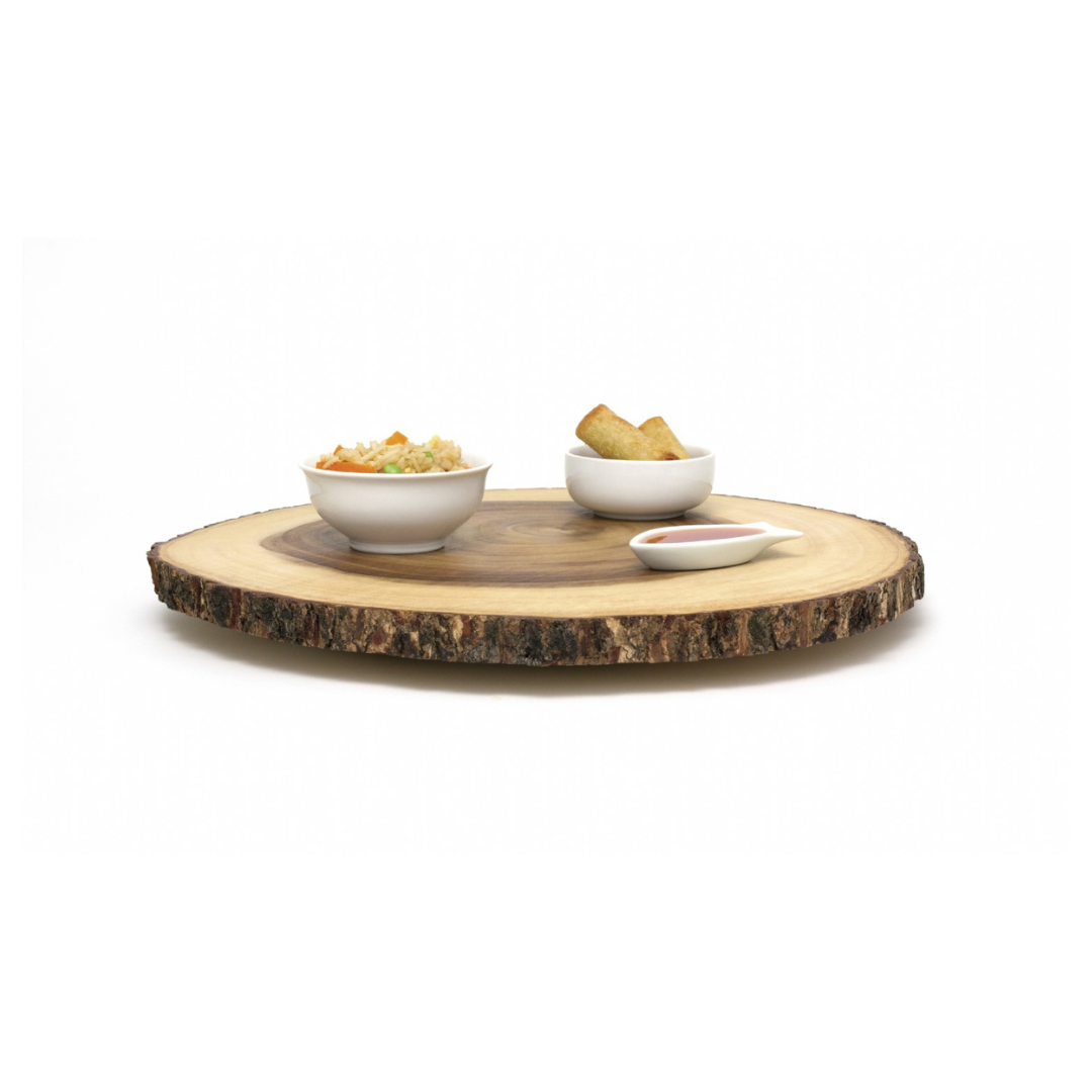 Acacia Bark Slab Lazy Susan