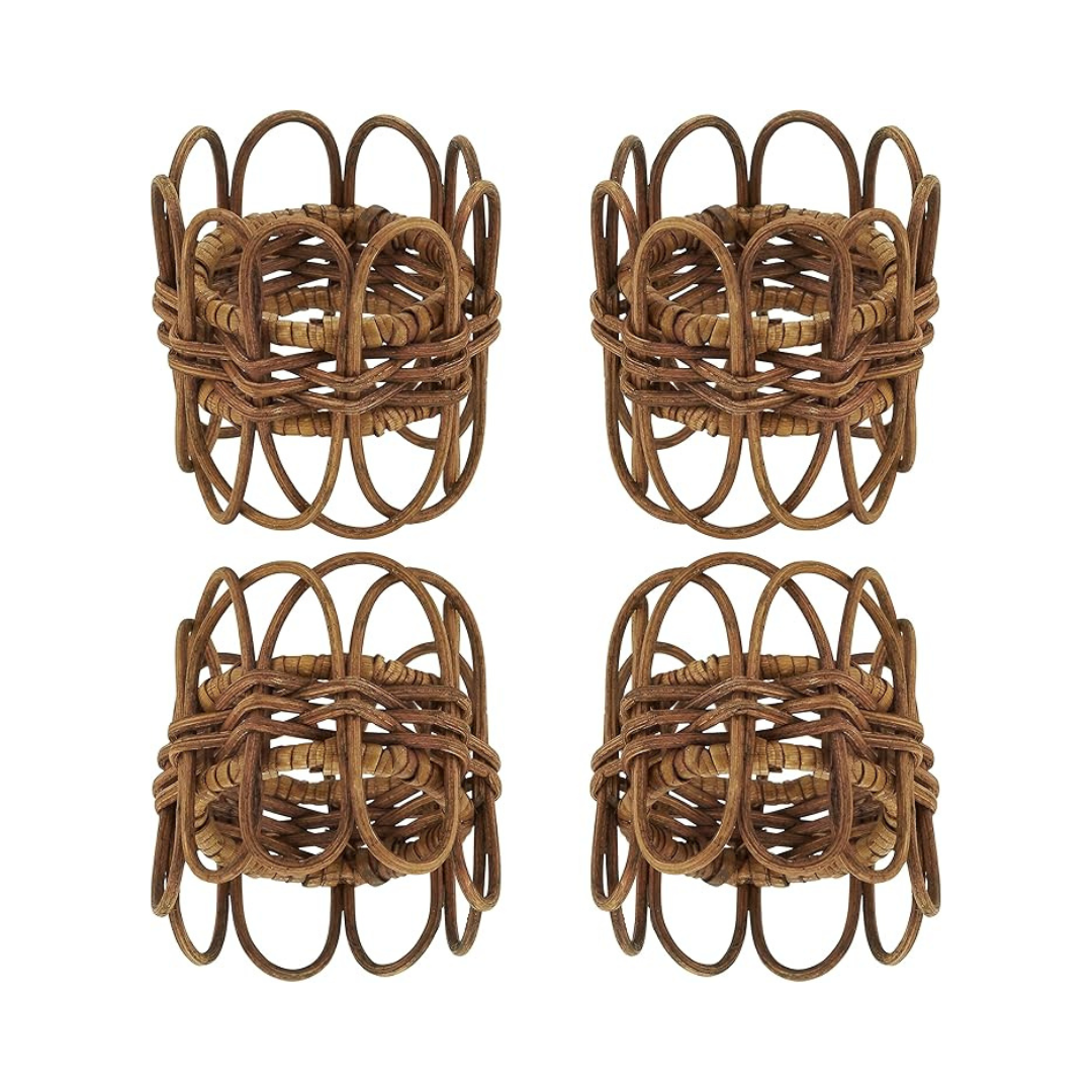 Twisted Rattan Napkin Ring Set Of 4