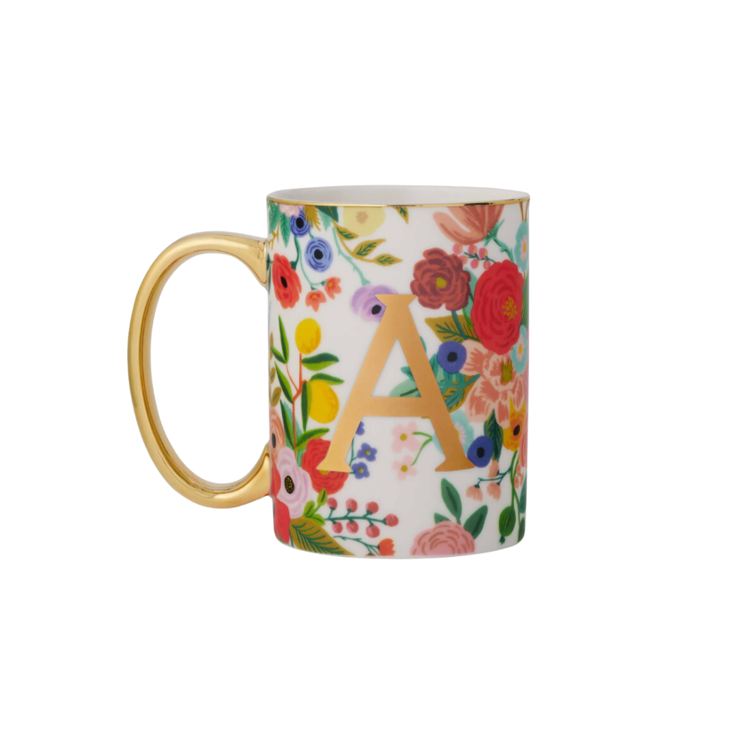 Taza de porcelana con monograma para fiesta en el jardín - A