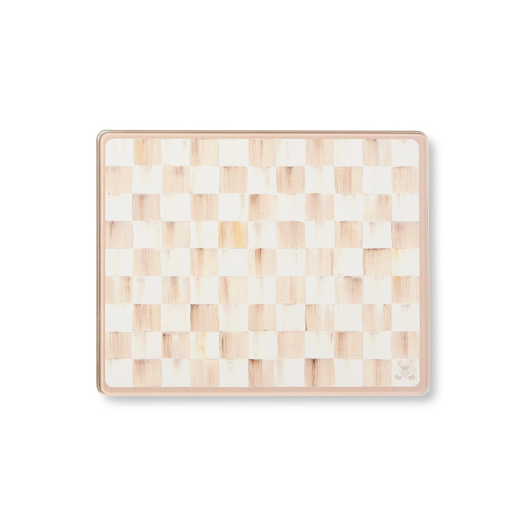 Mocha Check Glass Cutting Boards, Set of 2