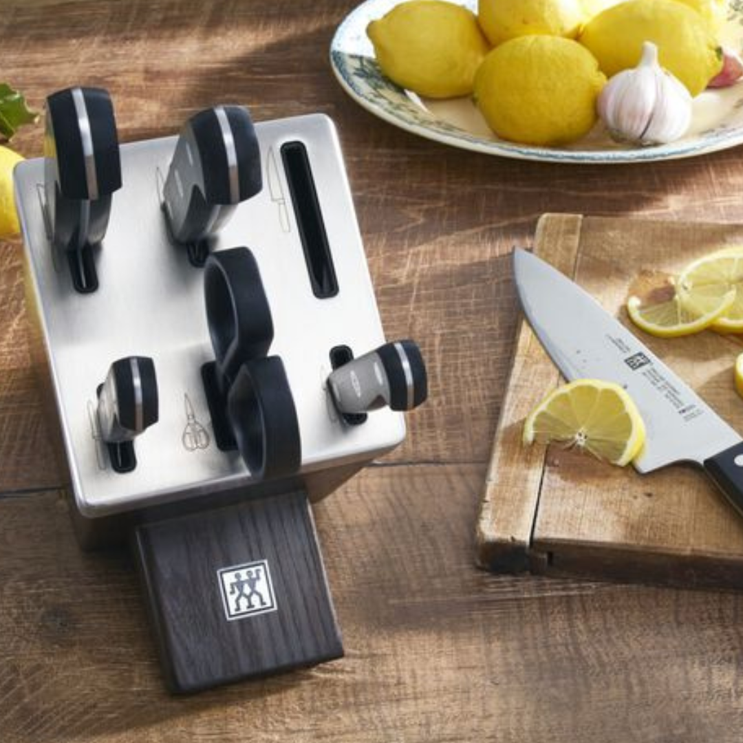 Ash Wood Gourmet Self Sharpening Knife Block Set, 7-Piece