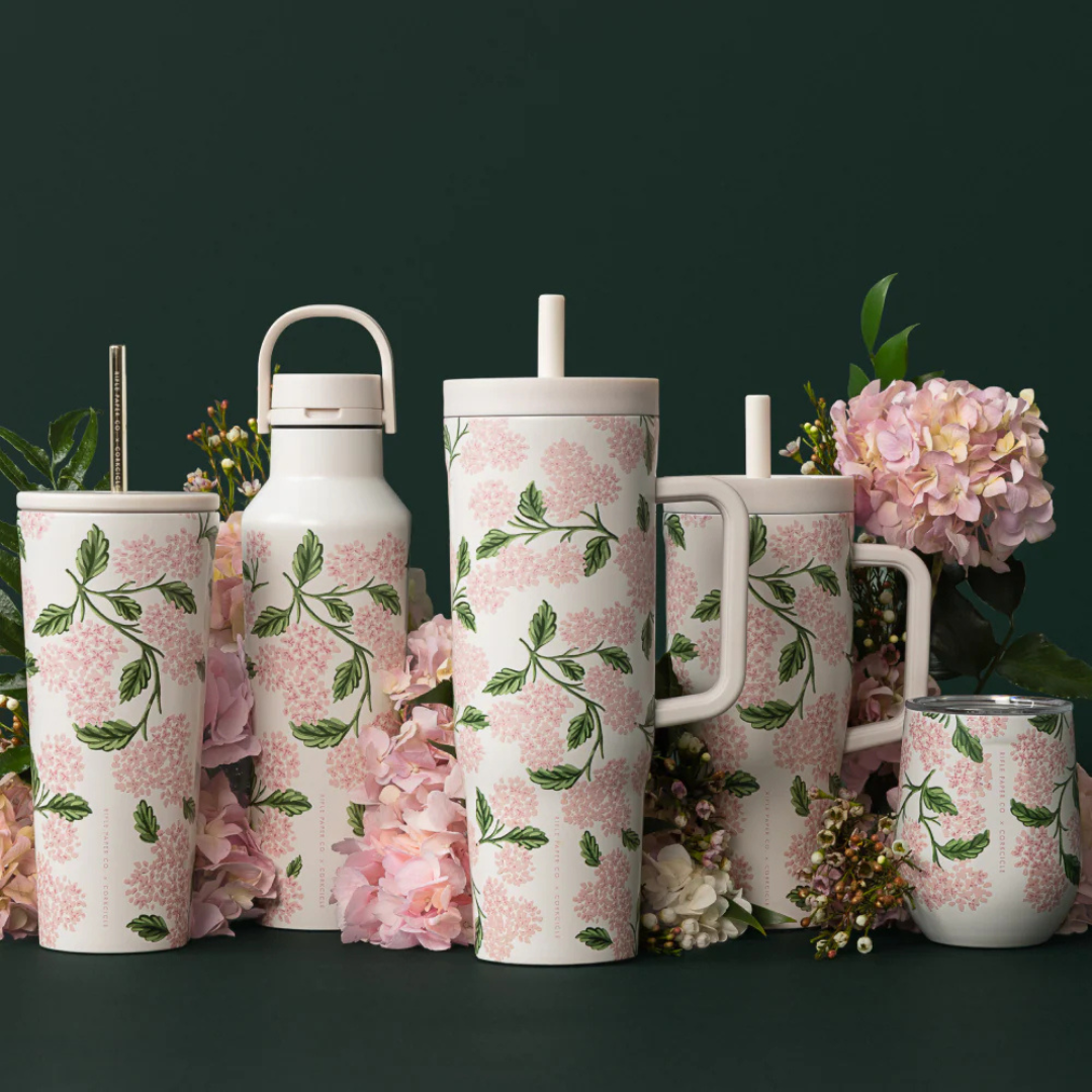 Stemless 12oz Rifle Paper Pink Hydrangea