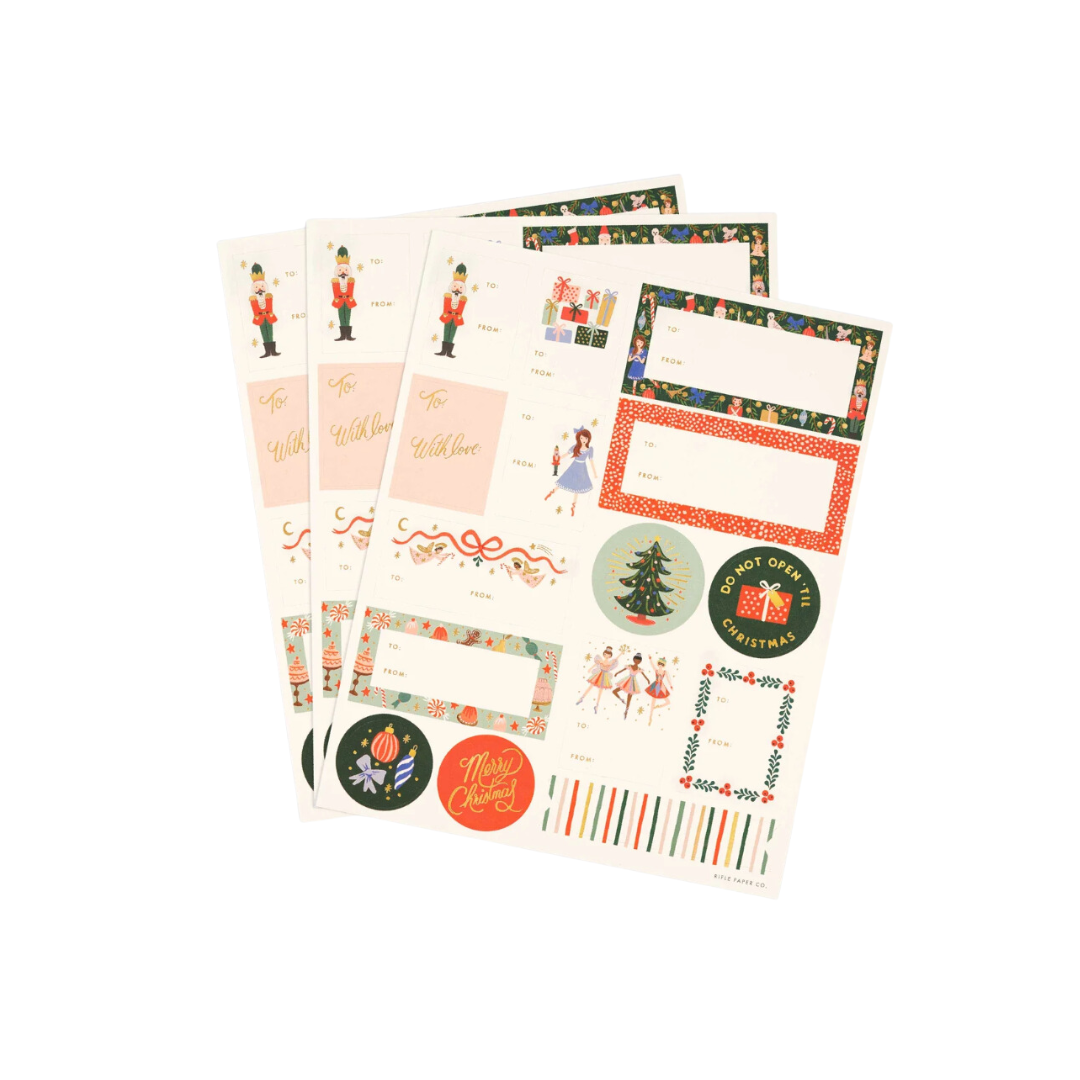 Pegatinas para regalos navideños: paquete de 3 pegatinas y etiquetas de Cascanueces