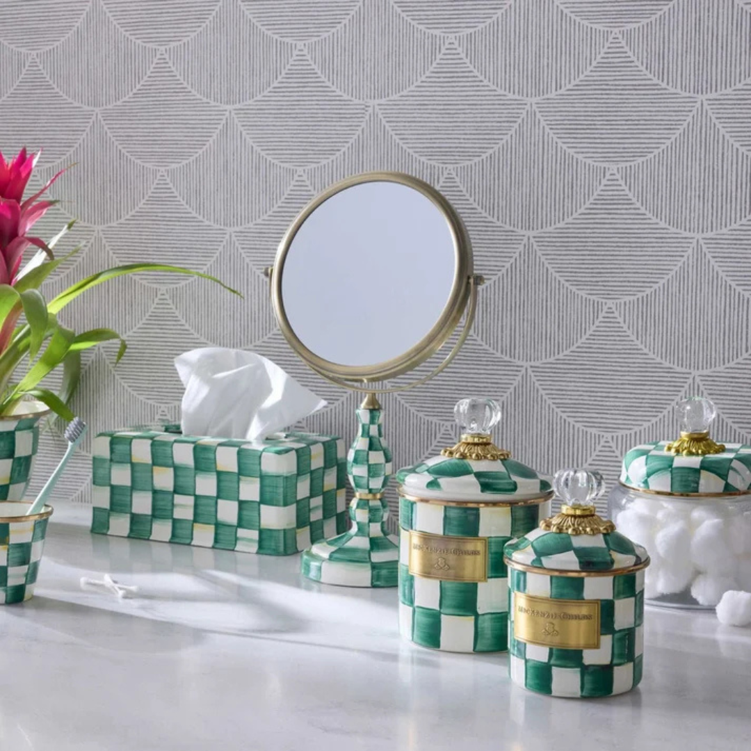Emerald Check Vanity Mirror