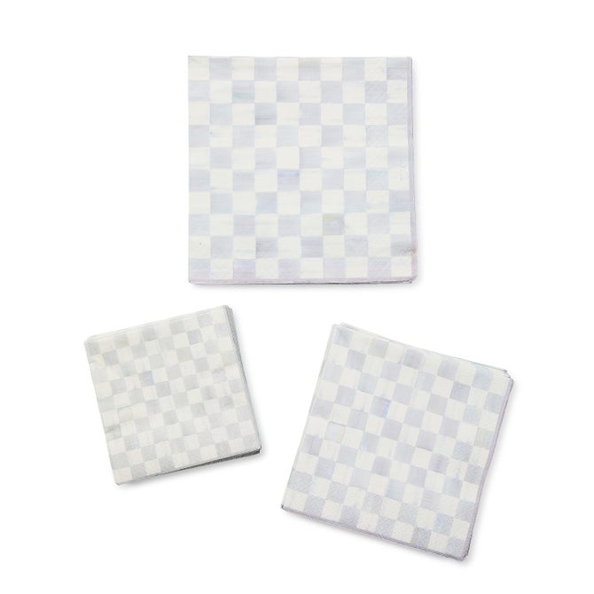 Sterling Check Cocktail Paper Napkins