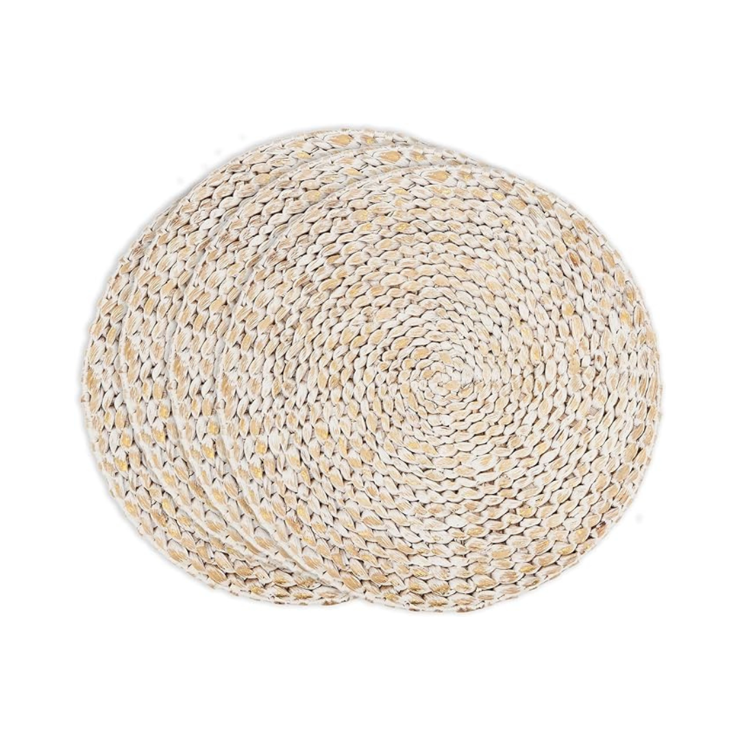 Foil Print Water Hyacinth Placemat 15" Gold Set Of 4