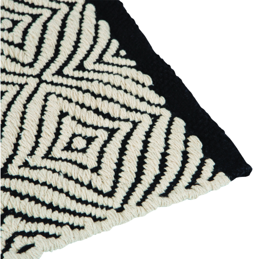 Aztec Bath Mat 100% Cotton Black/Natural 20"X 32" Gsm 1750