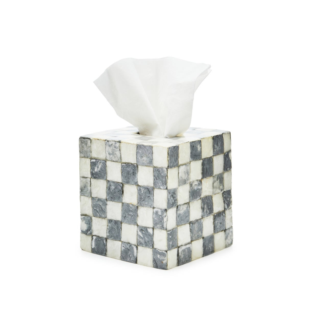 Sterling Check Capiz Boutique Tissue Box Cover
