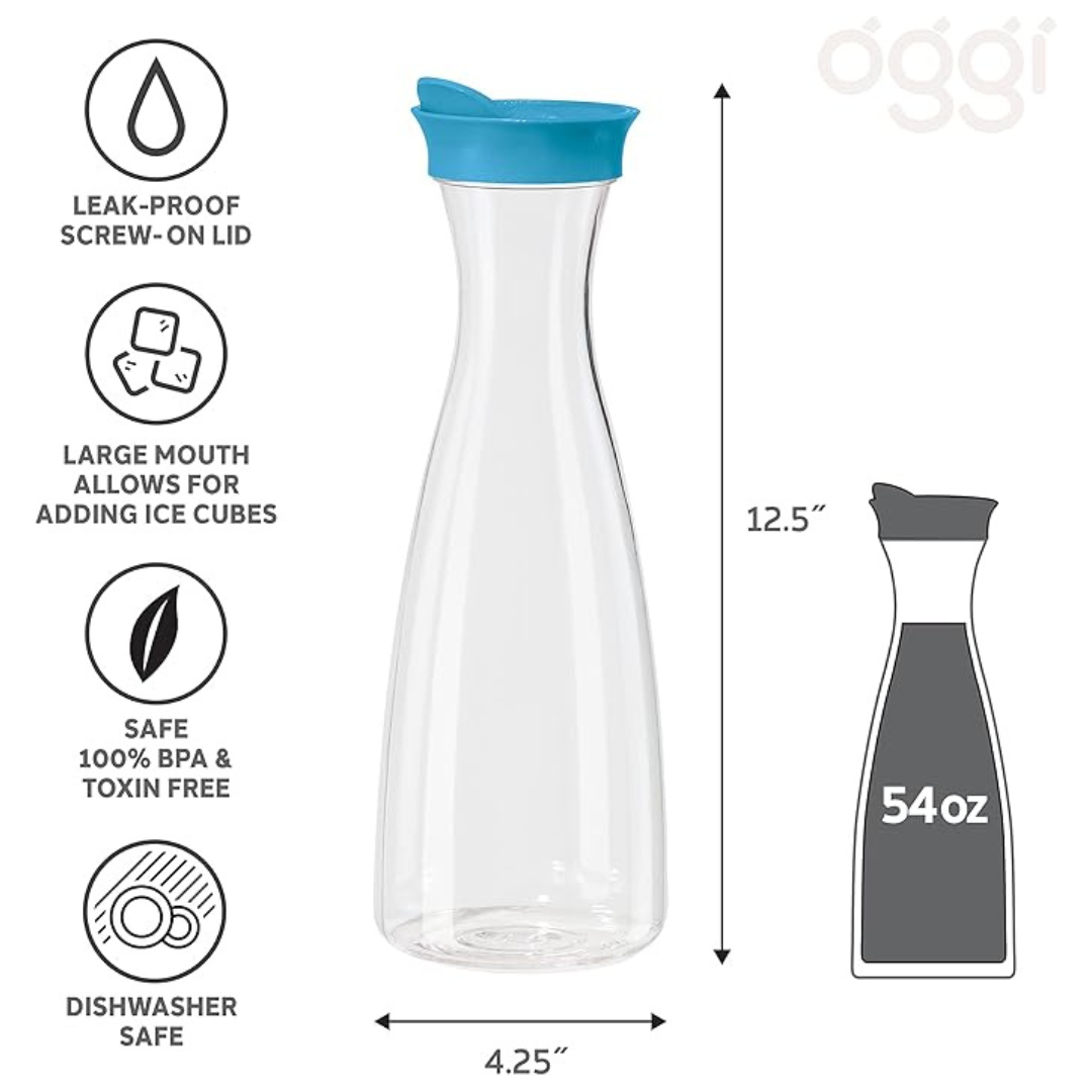 Clear Carafe w/ Flip-Open Lid - Aqua