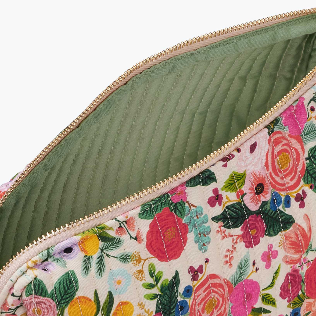 Garden Party Quilted Large Cosmetic Pouch