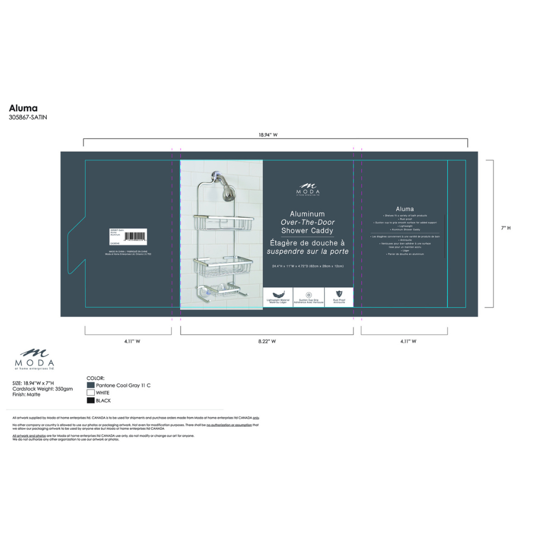 Aluma Shower Caddy Anodized Silver