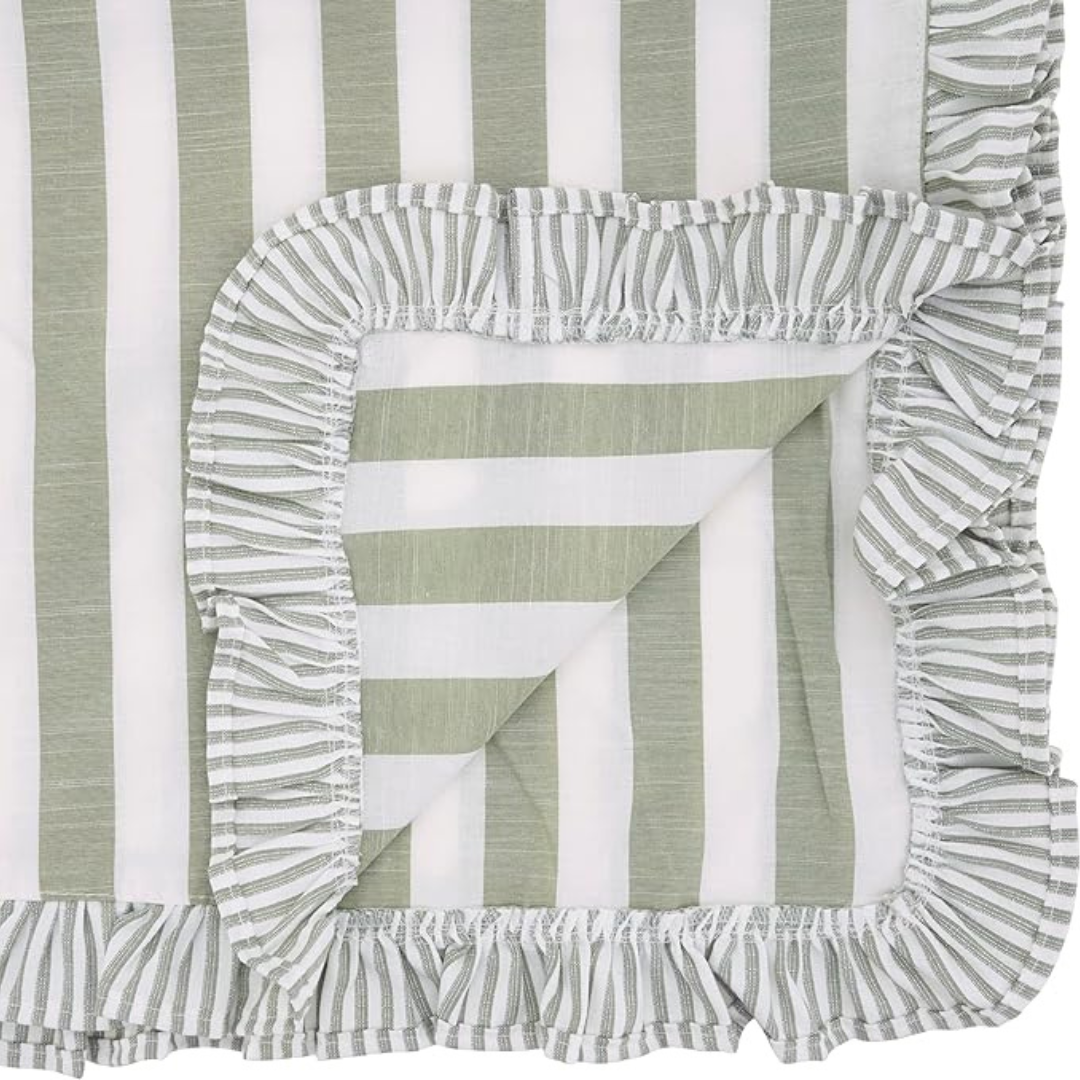 Striped Ruffle Runner 16X72 Green