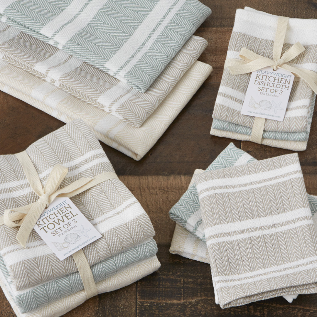 Boardwalk Herringbone Stripe Dishcloth Set of 3