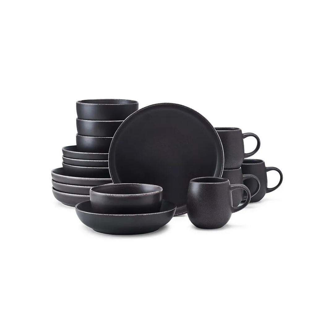 Camden Black 16 Piece Dinnerware Set