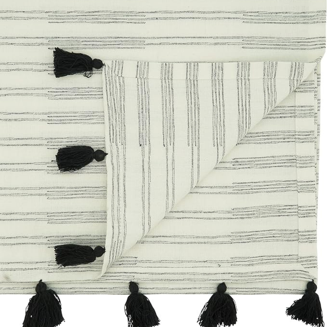 Striped Tassel Table Runner