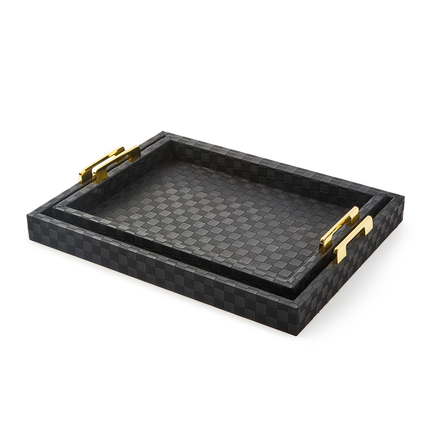 Black Faux Leather Large Tray