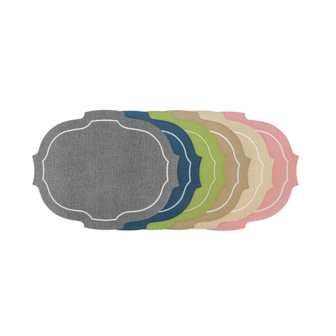 Paris Placemat with White Embroidery - Denim Navy