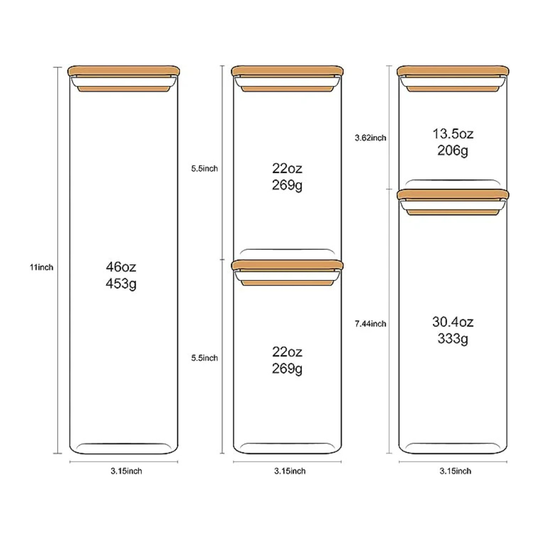 Glass Food Storage Jars with Bamboo Lids - 10 pc Set