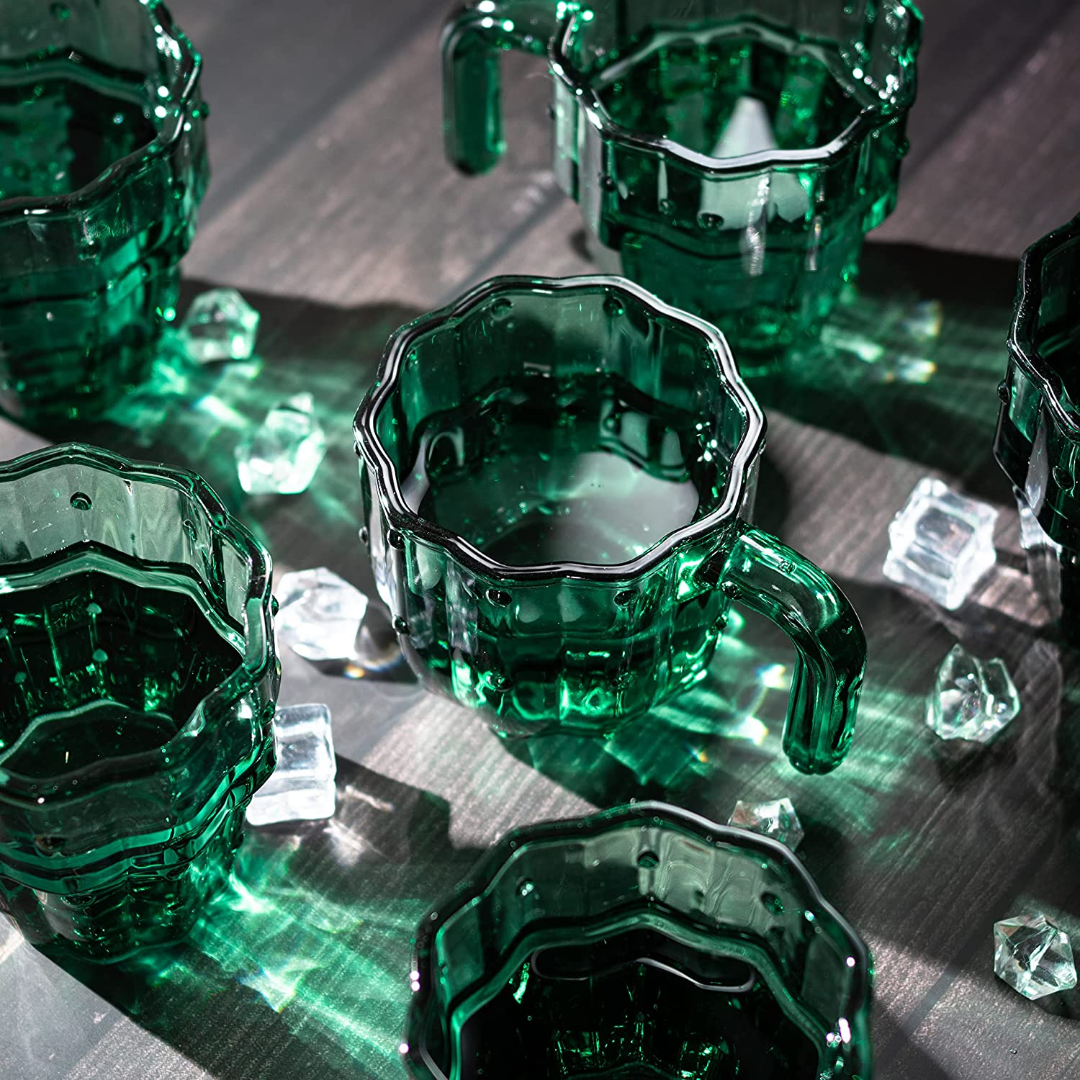 Set Of 6 Stackable Cactus-Shaped Glasses With Handles