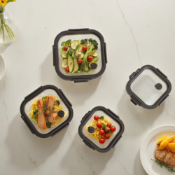 4 pc Set of Glass Lid Containers
