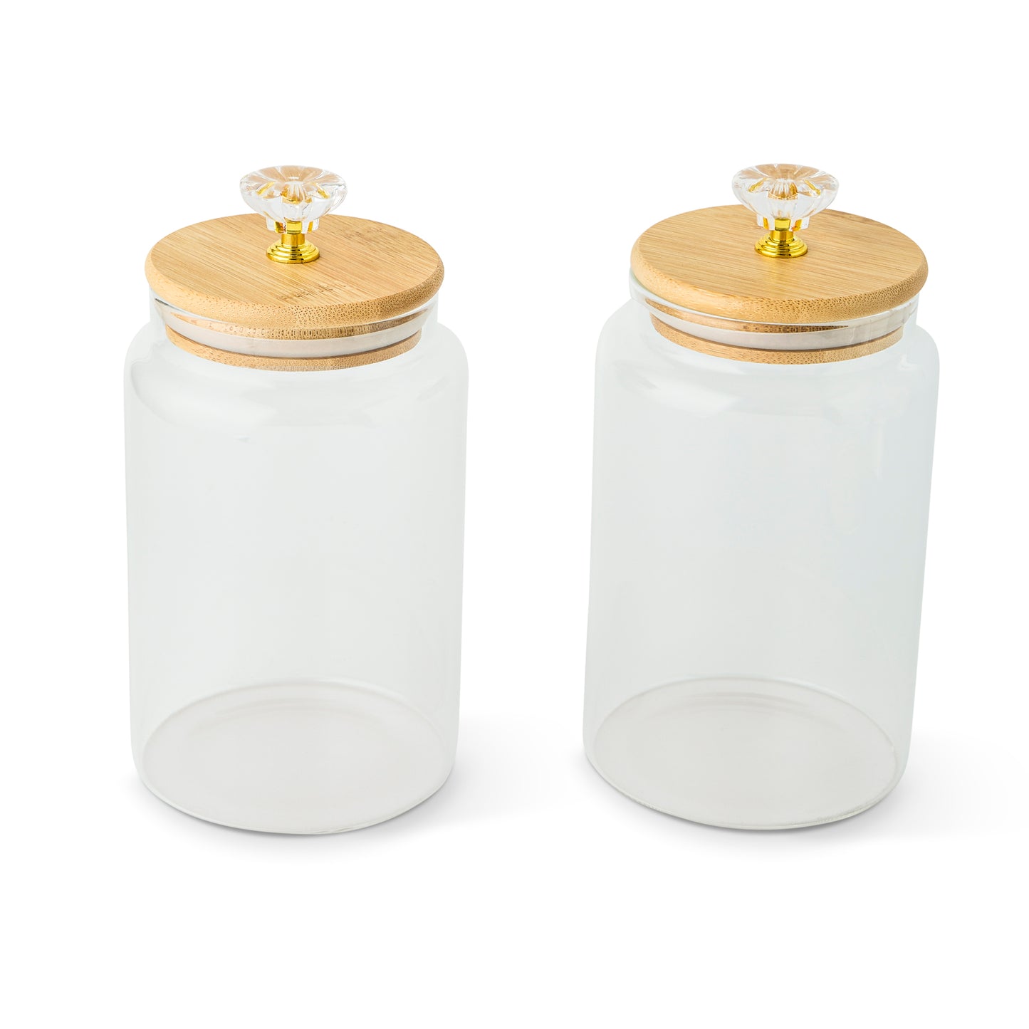 2Pk 28.7oz Glass Jar W/ Bamboo Jewel Pull Lid