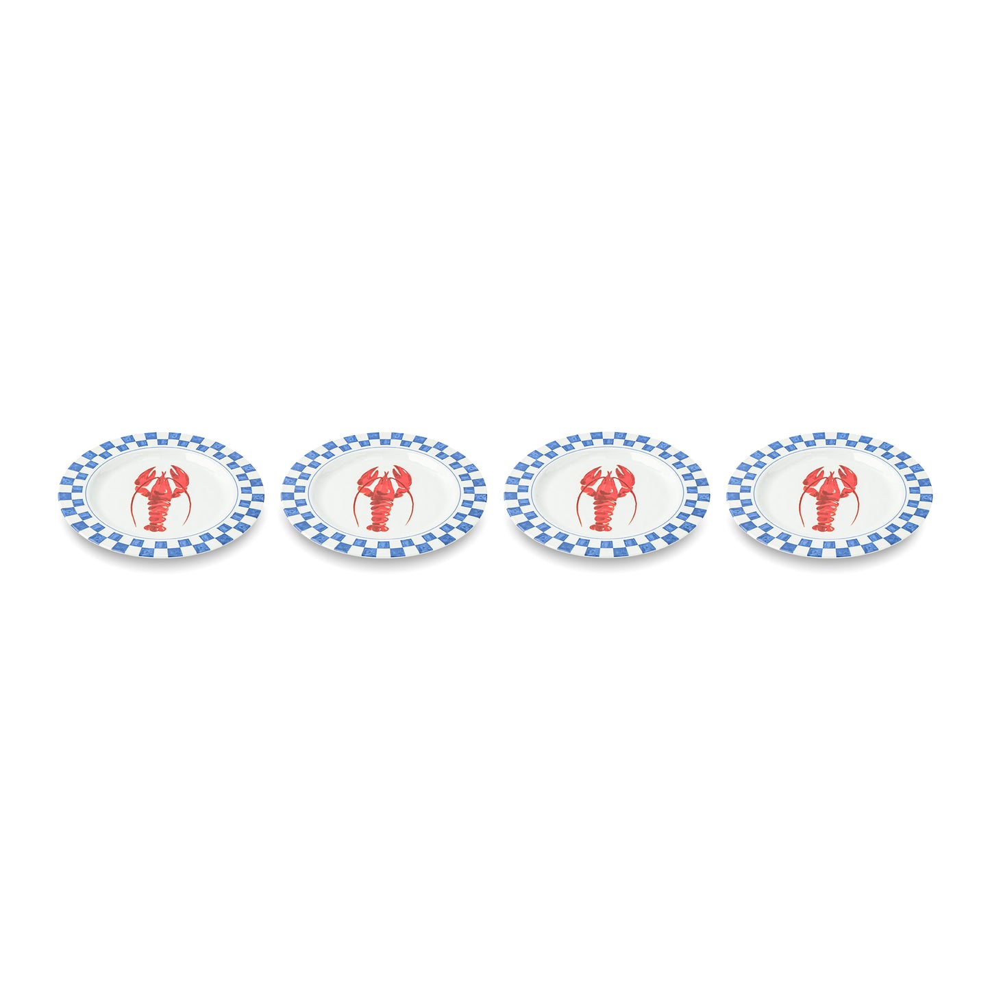 4Pk 11" Melamine Dinner Plates Lobster Check