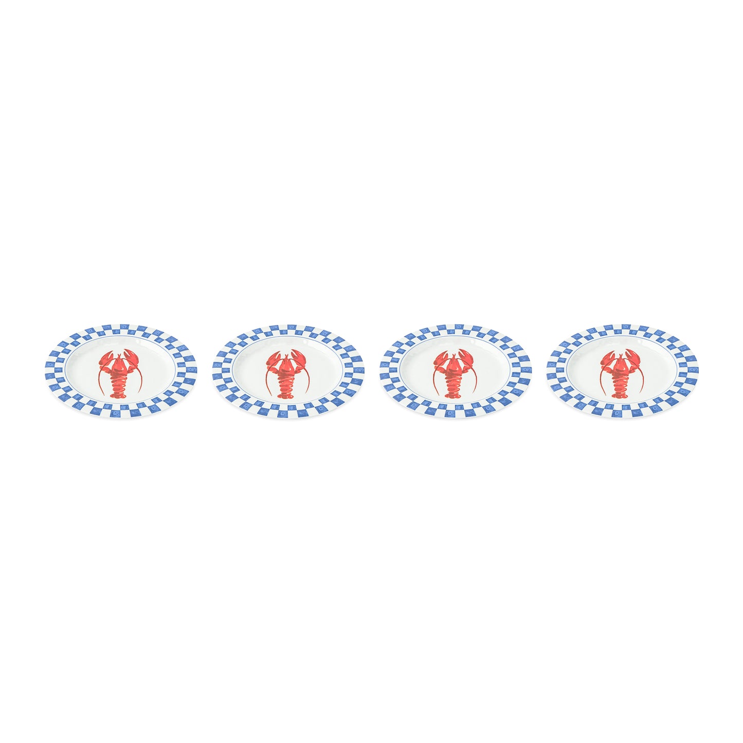 4Pk 8.5 Melamine Salad Plates Lobster Check
