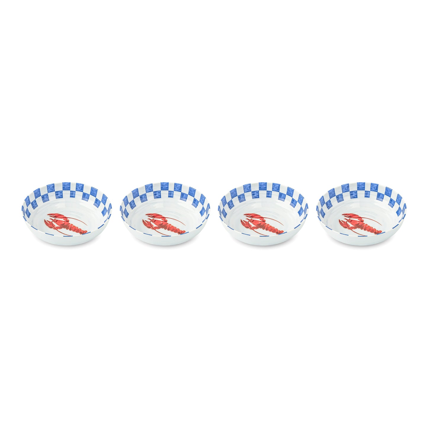 4Pk Melamine Dinner Bowls Lobster Check