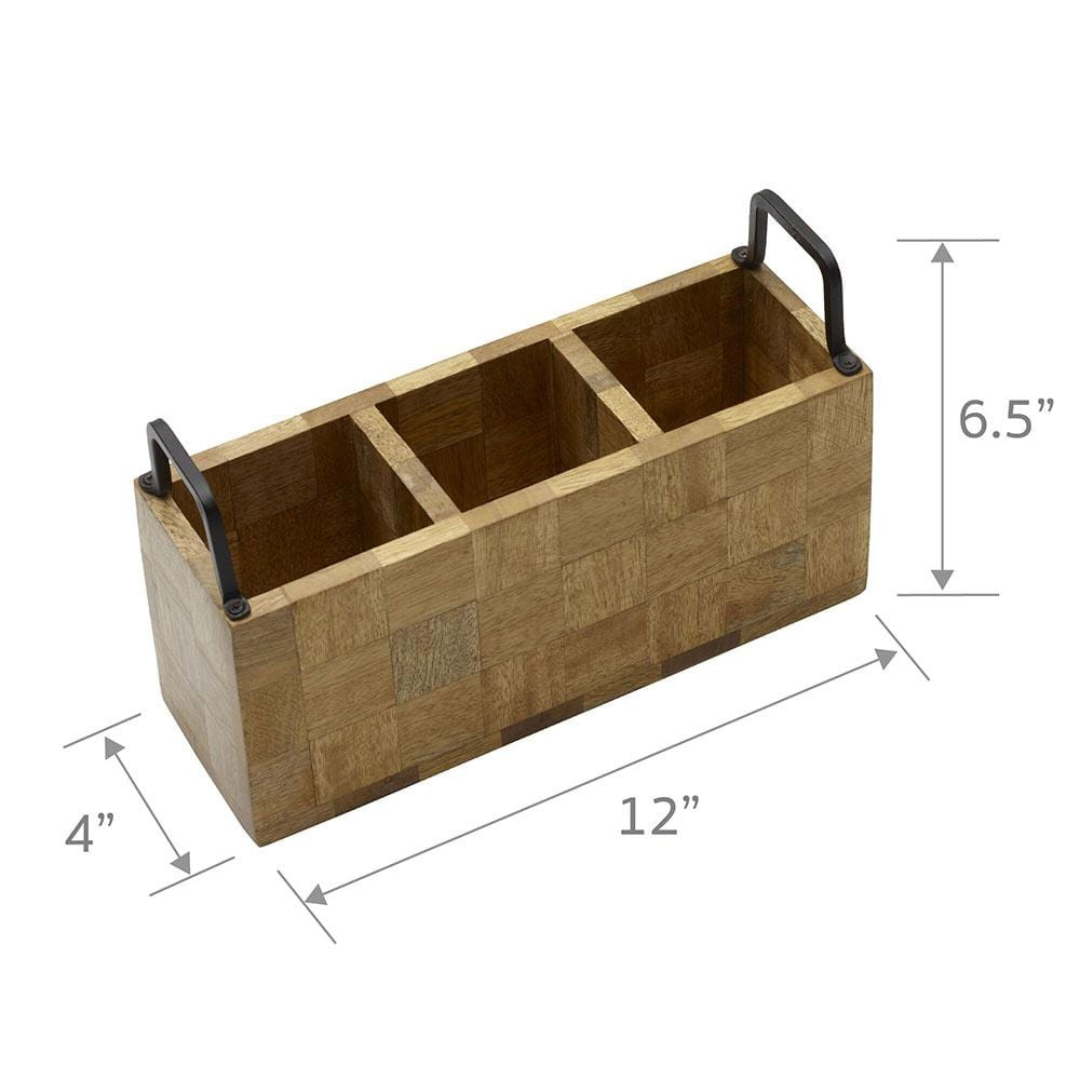 Portacubiertos de madera con cuadros de Avery
