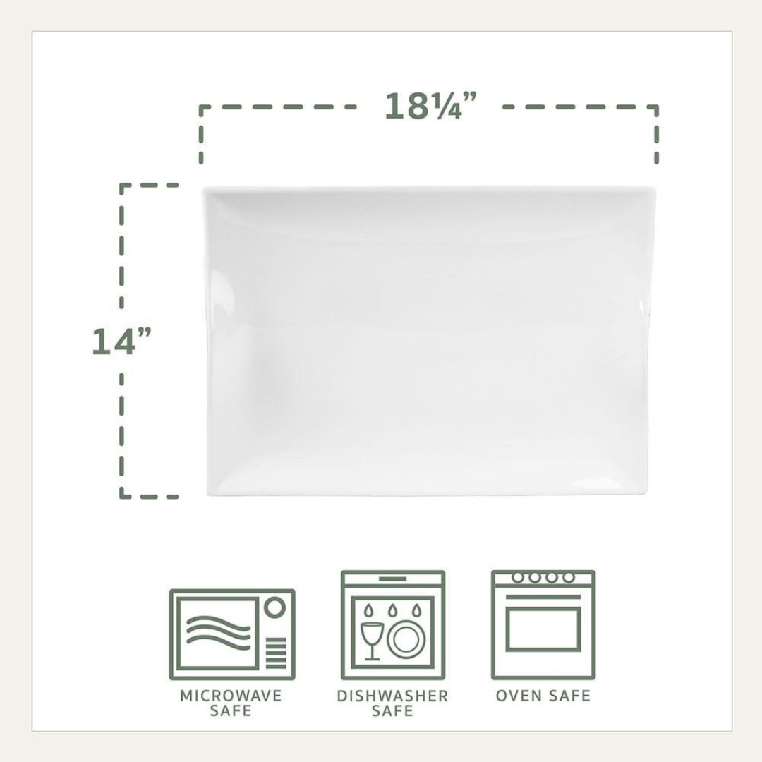 Bandeja para servir rectangular con asa Everyday White®, 18,25 pulgadas