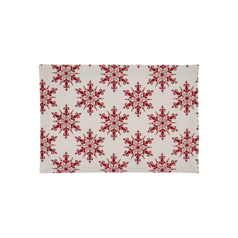 Snowflake Placemat Red 14"x20"