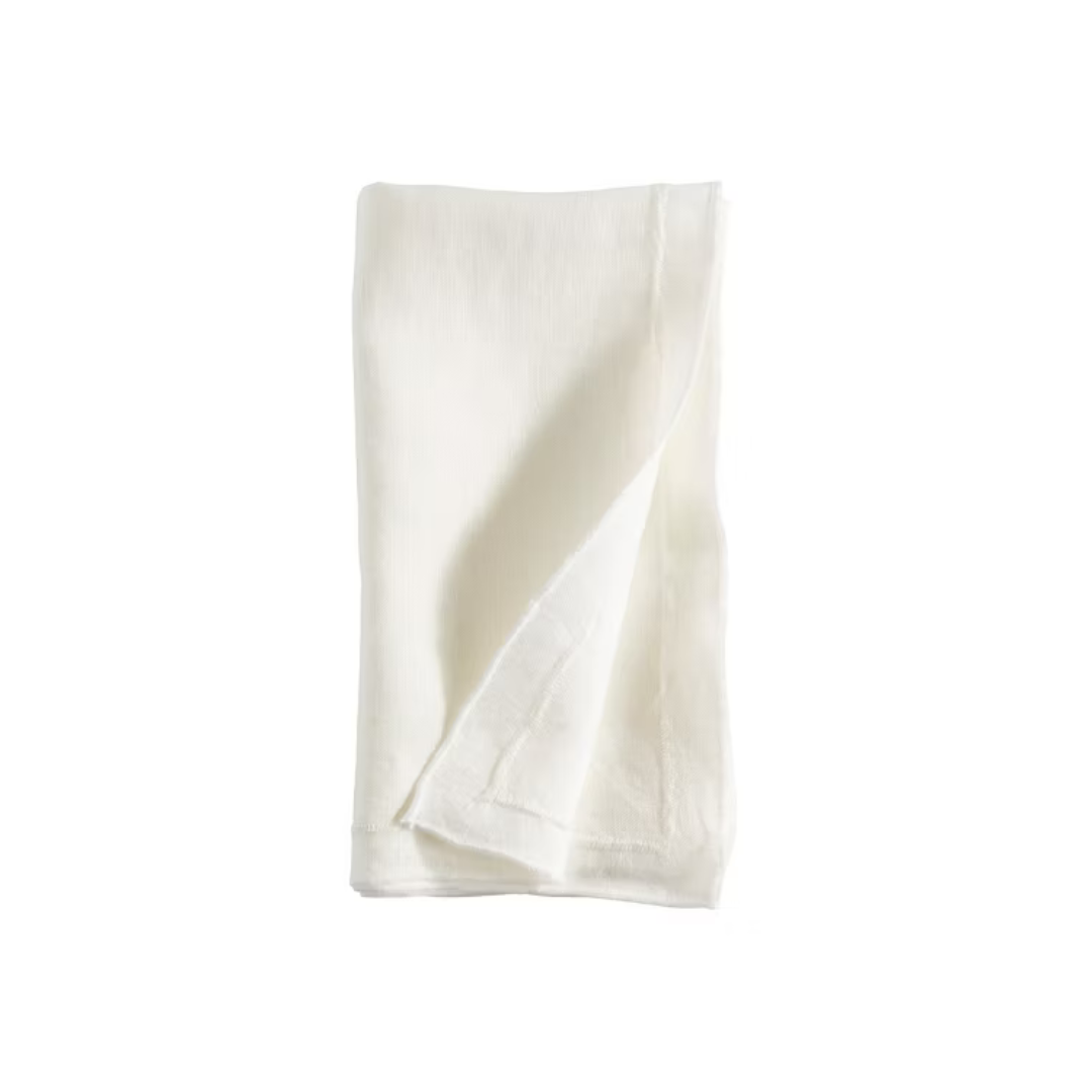 Stonewashed Overlock Border Napkin Ivory Set Of 4