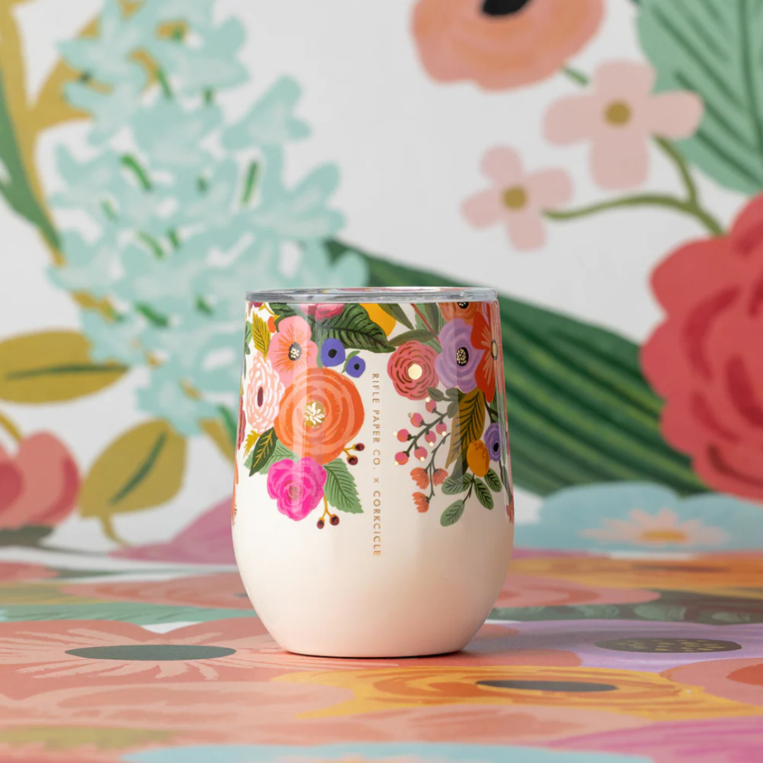 Stemless 12oz Rifle Paper Garden Party Cream