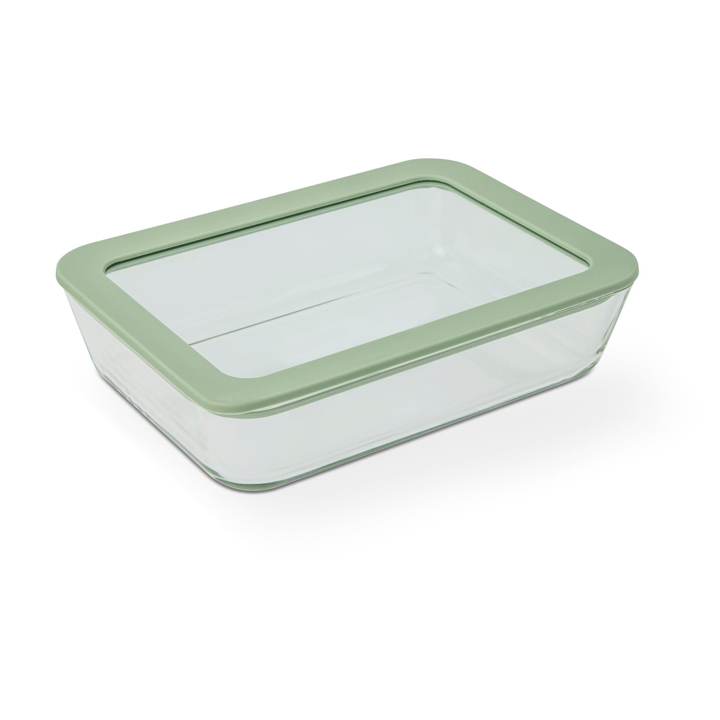 2Pk 27 oz Rectangle Glass Food Storage Container W/Silicone & Glass Lid Faded Willow