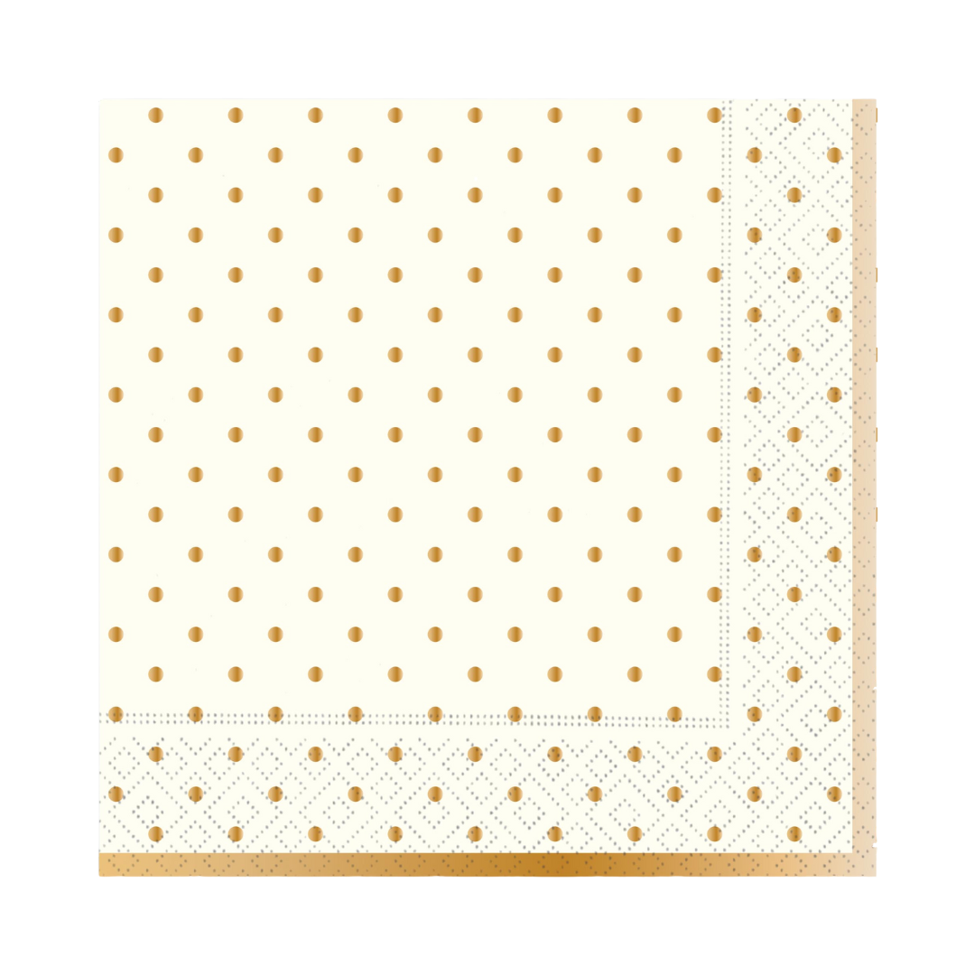 Gold Swiss Dots-Cream Napkin - Luncheon