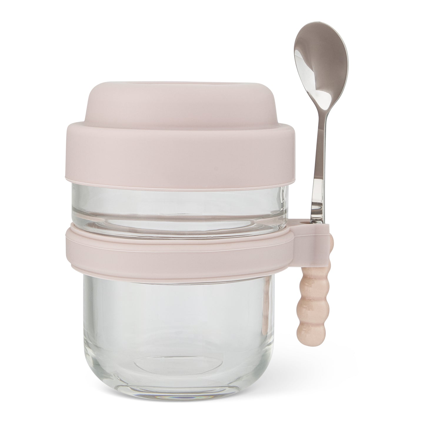 2Pk 14.09oz Glass Breakfast Cup W/ Spoon Crepe