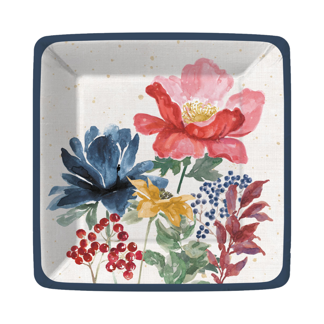 Fall Florals Paper Dessert Plate - Square