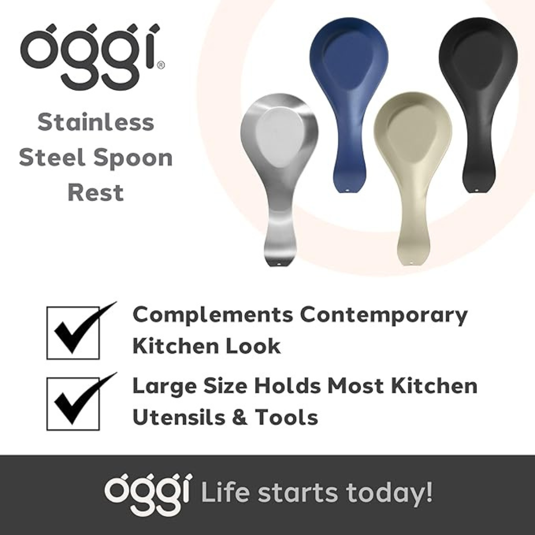 Stainless Steel Spoon Rest - Warm Gray