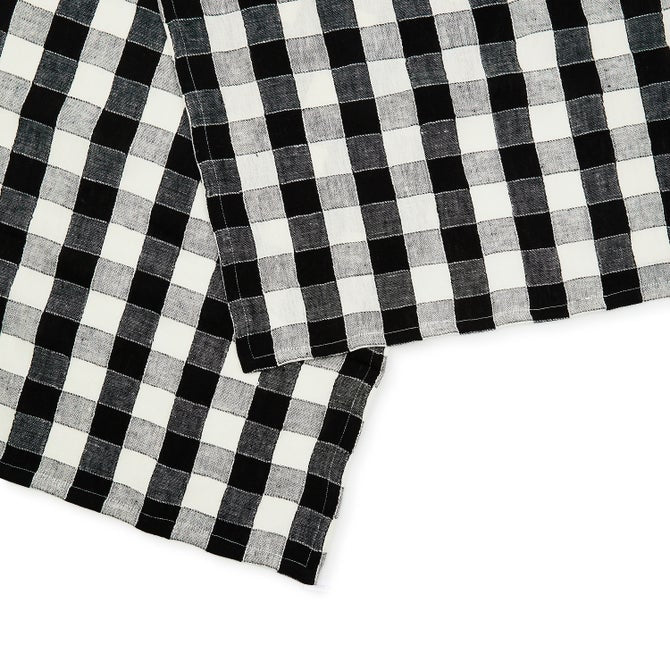 Black Check Linen Dish Towel